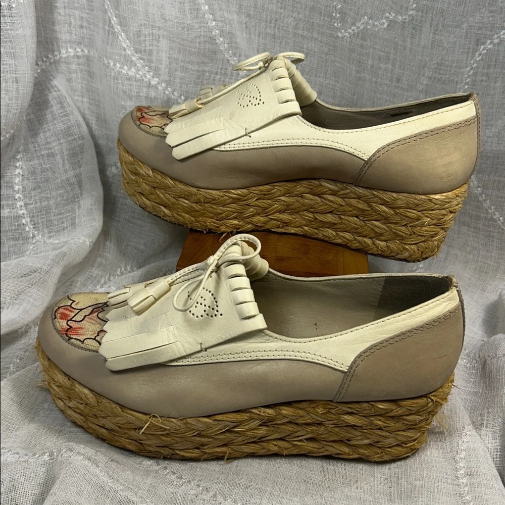 Tory Burch platforms leather loafers with tassles